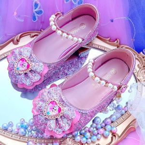 Princess High Heels Girls Shoes Performance Soft Bottom Baby Crystal Sandals Kids Show Shoes round Toe Synthetic Leather
