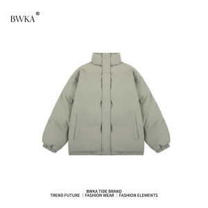 Bwka Pure Color Stand-up Collar Cotton-Padded Coat Female Male Winter Country Trendy Loose Couple Bread Coat Thickened Warm Cotton Coat