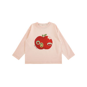 Cute Breathable Moisture-Wicking Cartoon Print T-Shirt for Girls Casual Long Sleeve round Neck Spring Fashionable Top