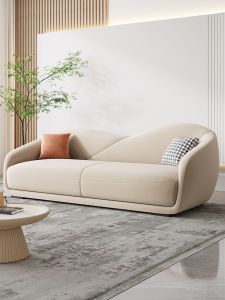 Modern Fabric Sofa Bed Double Bedroom Nordic Arc Three- Seater Designer Sofa Luxury French Style Sponge Filling Wood Structure