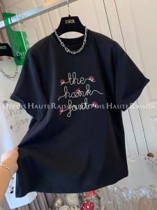 Áo Thun Cotton Tay Ngắn Mùa Hè Dáng Rộng Thêu Chữ Cho Nữ Cổ Tròn Dáng Rộng Thời Trang Đa Năng Hợp Thời Trang