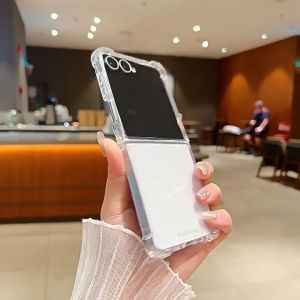 ✅【SG】Samsung Z Flip Clear Phone Case | Z Flip 7 6 5 4 | Transparent Shockproof Airbag Protective Cover | Hard PC Clear Case Anti-Yellowing | Slim Foldable Phone Casing Scratch Protection for Daily Use