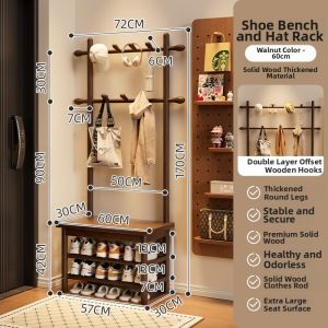 ZHUSHANXIA | Multi-Function Shoe Bench Coat Rack Shoe Rack Entryway Furniture