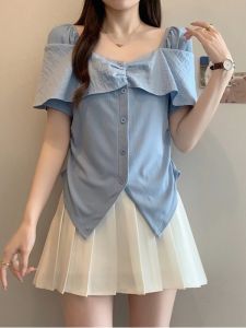 Slimming Off Shoulder Short Sleeve Blouse Summer