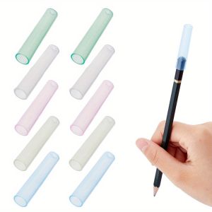 1box 50pcs Plastic Pencil Cap Pencil Protection Cover Pencil Accessories Column Mixed Color 40x8mm 50pcs