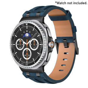 Business Delicate Texture Leather Material Strap for Samsung Galaxy Watch 8 40/44mm Metal Connector Band for Watch Classic8 46mm