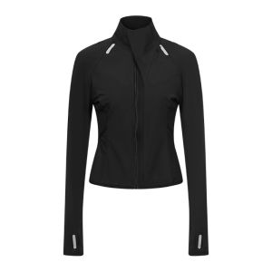 เสื้อแจ็คเก็ตสั้นซิปสะท้อนแสงสำหรับผู้หญิง SelfSyntax 24SS ชุดโยคะ วิ่ง ว่ายน้ำ ฤดูร้อน ฤดูใบไม้ผลิ ฤดูใบไม้ร่วง ฤดูหนาว เสื้อผ้ากีฬา