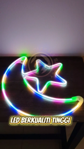 44CM Lampu Bulan Bintang Raya Lampu Raya Aidilfitri Lampu Bulan Ramadhan Eid Decoration Lights Lampu Ketupat Lip Lap