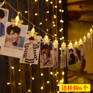 Romantic LED Colorful String Lights Postcard Clip Lampshade Curtain Decorative Arrangement for Bedroom European Style Macaron Color