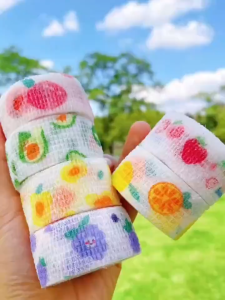 2.5cm x 2m Cute Self-Adhesive Finger Tape - Write-On Elastic Bandage for Protection Colorful Sports Wraps & Creative Personalization