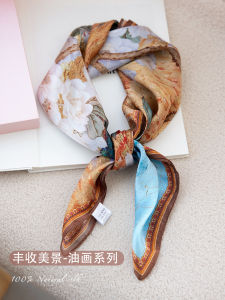 100% Mulberry Silk Square Scarf Printed Design Luxury Gift Box Included Perfect Mothers Day Gift Ideal for Spring And Autumn