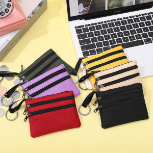 1/2Pcs Canvas Mini Coin Purse Simple Zipper Storage Pouch Money Pocket Solid Coin Key Bag Women Men Cute Wallet Mini Purse