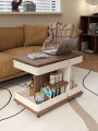 Elevating Rock Surface Coffee Table Multi-Functional Sofa Side Table Small Household Living Room Mobile Cart Trendy Table. 