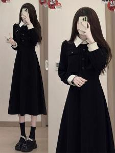 ZHENMANZI | Black French Style Audrey Hepburn Long Sleeve Dress Autumn Winter