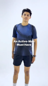 HIA Everywear Nala Men Printed Short Sleeve Baju Olahraga Pria Running Gym Lari Bahan Dry Fit Hecktive Fabric