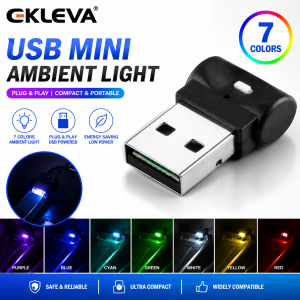 EKLEVA Mini USB LED Car Light Auto Interior Atmosphere Light Decorative Lamp Emergency Lighting PC Auto Colorful Light Car Accessory