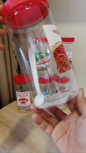 25NOV กระปุกเครื่องปรุง ติดสติ๊กเกอร์ รุ่นฝาแดง PET 850ml พร้อมใช้ 1 เซต 6 ชิ้น พร้อมส่ง สินค้าตรงปก