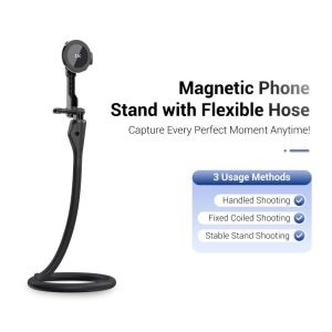 JJC Magnetic Phone Fence Mount Holder for iPhone 16 15 14 13 12 Series for Gopro Hero 13 12 11 DJI AKASO Insta360 Action CameraFlexible Phone Stand to Chain Link for Baseball Football Tennis Recording