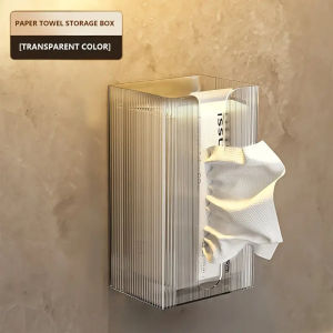 1Pc Transparent Wall-Mounted Tissue Box Holder Sleek Multi-Functional Bathroom Organizer Kitchen Storage Box Home Bathroom Decor