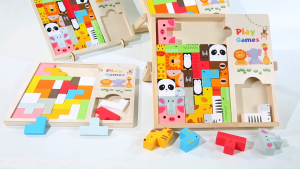 Childrens Educational Toys Tetris Building Blocks Animal Puzzle Wooden Intelligence Development 3-6 Years 0ld Birthday Gift Girl Boy Assembly