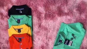 Áo polo THUN COTTON phối bo  tay ngắn co giãn thoáng khí cho bé mặc vào mùa hè nóng bức