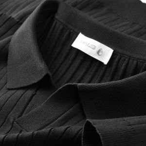 Lightweight Short Sleeve Polo Shirt Mens Spring Autumn Casual Business V Neck Knitted Sweater Pure Color Fashion Urban Style