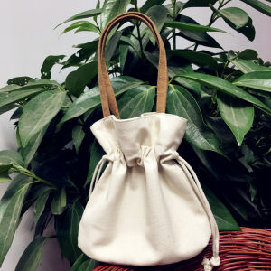 Artistic Canvas Bag DIY Pure Color Handbag Mobile Phone Wallet Small Square Storage Bag for Youth Casual Leisure