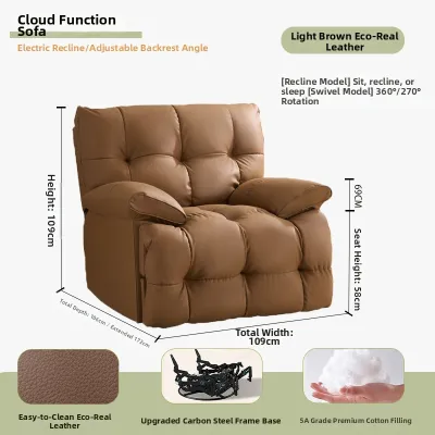 Electric Massaging Recliner Sofa Rotatable