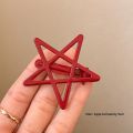 Ankela Red Star Heart Hair Clip Women's Side Bangs Frizz Control Duckbill Clip Elegant White Highlighting Hair Accessory. 