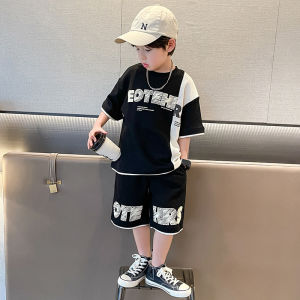 New Summer Teenagers Boys Clothing Sets Child Fashion Letter Top And Shorts 2Pcs Kids Tracksuit 4 5 6 7 8 9 10 11 12 13 14 Years