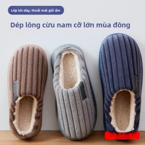 MONLEYTA | Dép bông cỡ lớn ấm áp mùa đông cho nam đế EVA chống trượt lông cừu thoải mái cho nam đi trong nhà