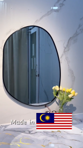 (GLOREX) High Quality Aluminium Asymmetry Mirror Bathroom Mirror Deco Mirror Round Mirror Irregular Mirror Cermin Bulat