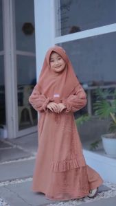 Lala Set Hijab Kids / Matt Crinkle Mix Brukat / Gamis Lebaran Anak 2025 / Dress Anak Terbaru / COD