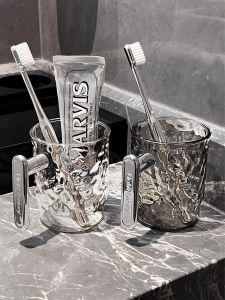 Luxury Aesthetic Couple Toothbrush Cup Washing Cup Dental Care Cup Home New Model Plastic Material Bathroom Accessories
