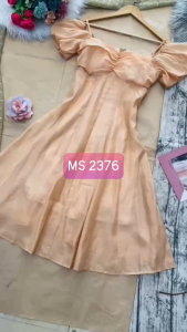 MyDu Shop | MS 2376 Đầm Xòe – Tơ Voan 2 Dây Tay Phồng Nữ Tính