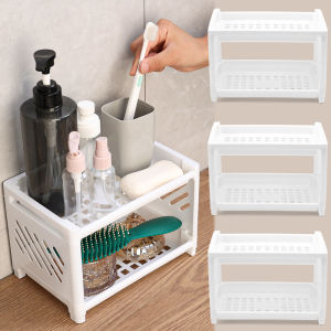 Double Layered Storage Rack Multifunctional Desktop Rectangular Storage Rack for Kitchen And Bathroom
