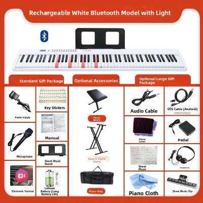 Portable Folding 88-Key Electric Grand Piano Rechargeable for Exam Grade Children Beginners Adults Teachers Entry Level