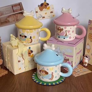 Party Ceramic Straw Cup with Lid