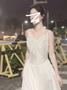 LIRENQING | Slimming Elegant French Summer Beach Vacation Wear Strap White Maxi Dress