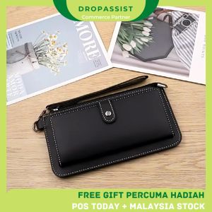 DROPASSIST 1115 Perfect 3 Fold 12 Card Holder Women Long Purses Wallet Card Case Coin Purse Dompet Panjang with Zip