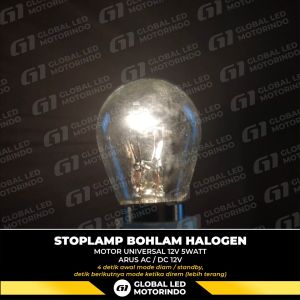 WERACE Stoplamp Bohlam Lampu Stop Standar Halogen Motor Universal 12V 5Watt Perbox Isi 10Biji