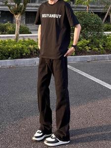 Black Slim Fit American Style Washed Denim Jeans Mens High Street Vibe Micro Flared Trousers Youth Casual Wear Resistant