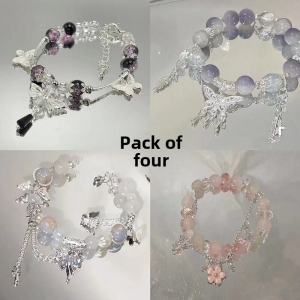 New Chinese Style Butterfly Floral Hand Bracelet Fashionable Womens Jewelry Birthday Gift for Besties Polished Mixed Material