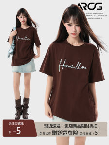 Áo Thun Tay Ngắn Dáng Rộng Phong Cách Mỹ ARCG Dành Cho Nữ Mùa Hè Thiết Kế Gợi Cảm Dáng Rộng Thoải Mái Tay Lửng Áo Thun