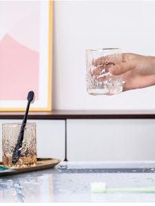 Luxury Glass Toothbrush Cup Set with Tray for Couples Home Use Hotel Room Wash Cup Pair of Mouth Rinse Cups by Paddle Ceramic