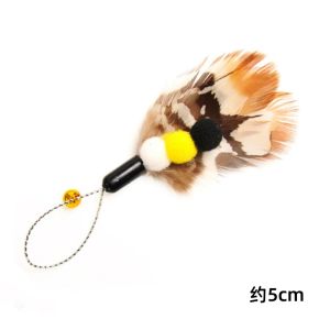 Fishing Rod Cat Toy Extendable Self Entertaining Interactive Realistic Bug Design Feathers Replacement Head for Cats