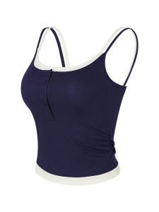 เสื้อกั๊กโยคะแบบสวมหัวแขนกุดสีบล็อก ทรงเข้ารูป ดูดซับเหงื่อ ระบายอากาศได้ดี สำหรับผู้หญิง ใส่ไปเที่ยวกลางแจ้งได้