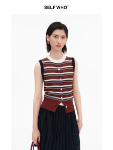 Contrast Color Hollow Knit Vest