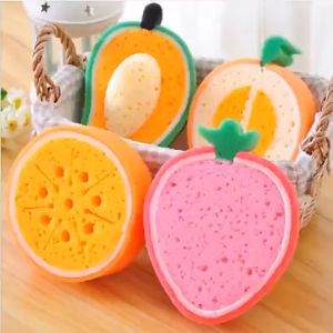 (1pc)Fruit Shape Cleaning Sponge Kitchen Dish Washing Kitchen Accessories Thickened Sponge Decontamination Remove Stains