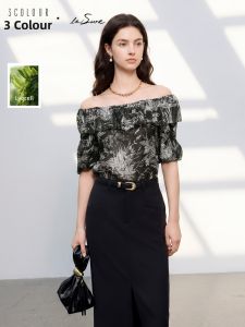 3COLOUR·S | Fall New Arrival Tencel Off-Shoulder Bell-Sleeve Blouse